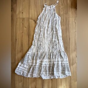 Allegra Masetti 100% Linen Tie Neck Midi Halter Dress Tie Dye Made in Italy Sz M